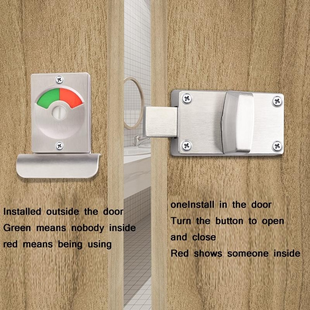 Stainless Steel Toilet Indicator Lock Red Green Bathroom Door Lock With Privacy Handle 7