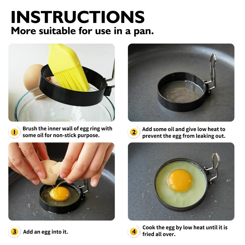 Non Stick Egg Ring Mold With Foldable Handle For Perfect Omelettes And Pancakes 3