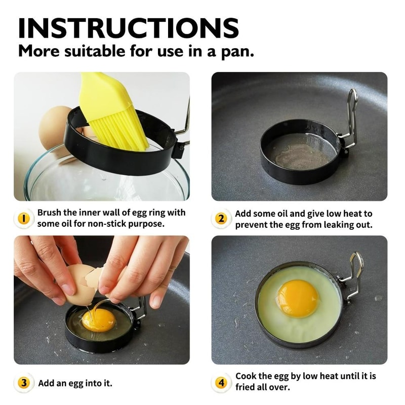 Non Stick Egg Ring Mold With Foldable Handle For Perfect Omelettes And Pancakes 3