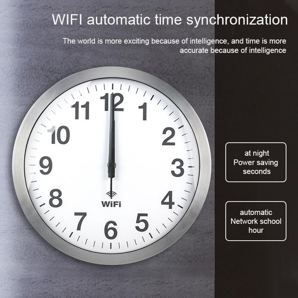 12 Inch Smart WiFi Wall Clock With Auto Time Sync Silent Modern Minimalist Clock 7