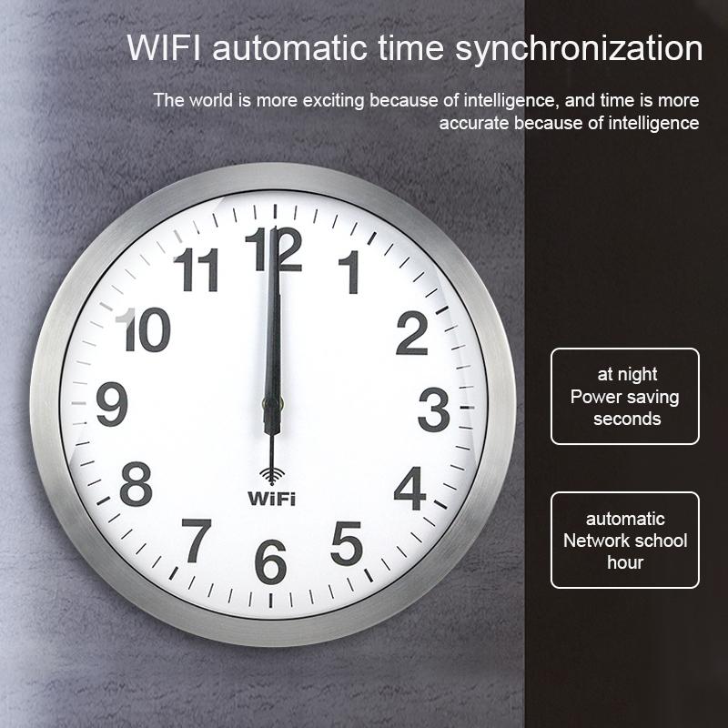 12 Inch Smart WiFi Wall Clock With Auto Time Sync Silent Modern Minimalist Clock 7