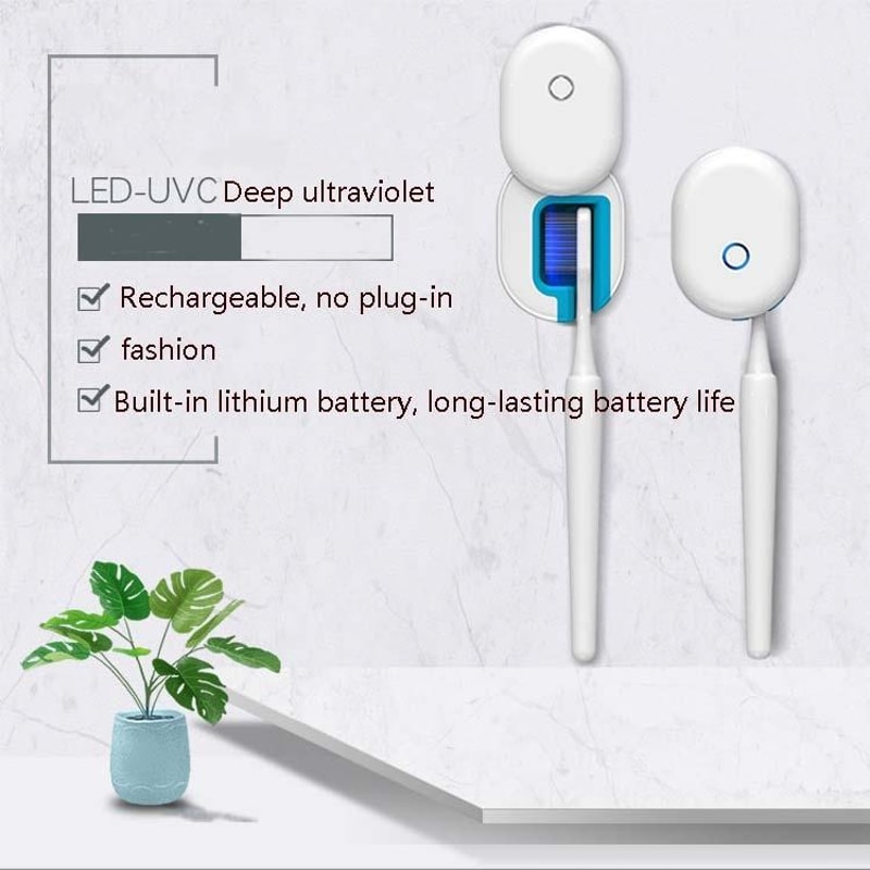 Portable UV Toothbrush Sterilizer Case with UVC Cleaning for Travel and Home