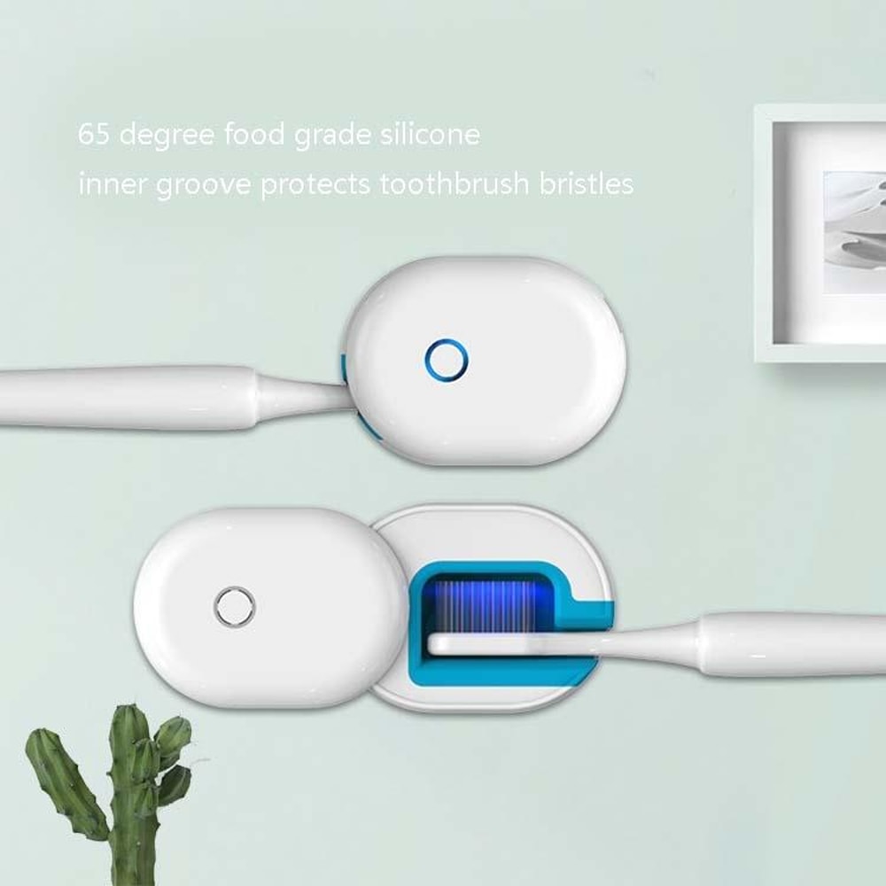 Portable UV Toothbrush Sterilizer Case with UVC Cleaning for Travel and Home