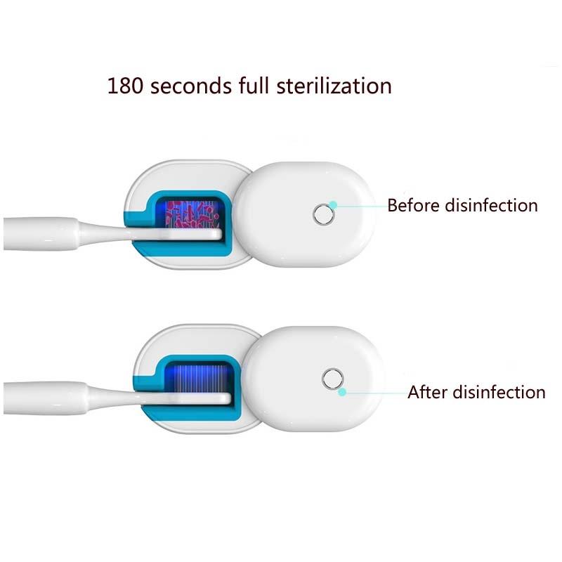 Portable UV Toothbrush Sterilizer Case with UVC Cleaning for Travel and Home