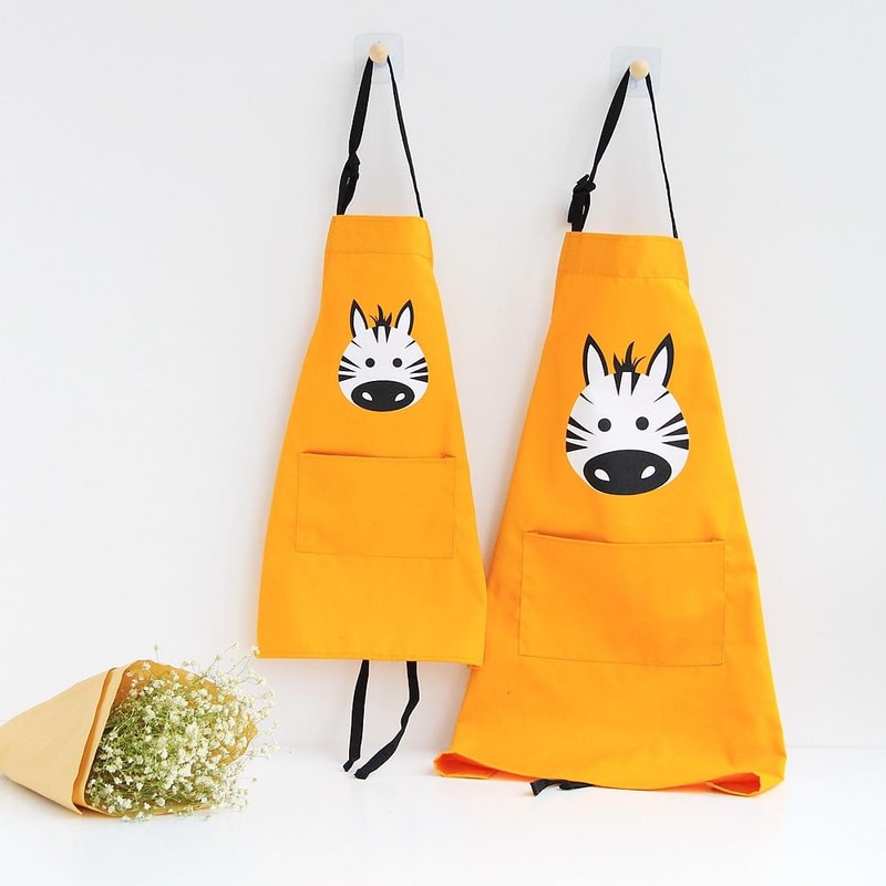 Parent Child Cartoon Apron Set Cotton Sleeveless Kitchen Smock For Kids And Adults 1