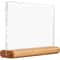 Acrylic Tabletop Sign Holder with Wooden Base Adjustable Display Stand for Retail Price Tags
