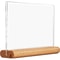 Acrylic Tabletop Sign Holder with Wooden Base Adjustable Display Stand for Retail Price Tags