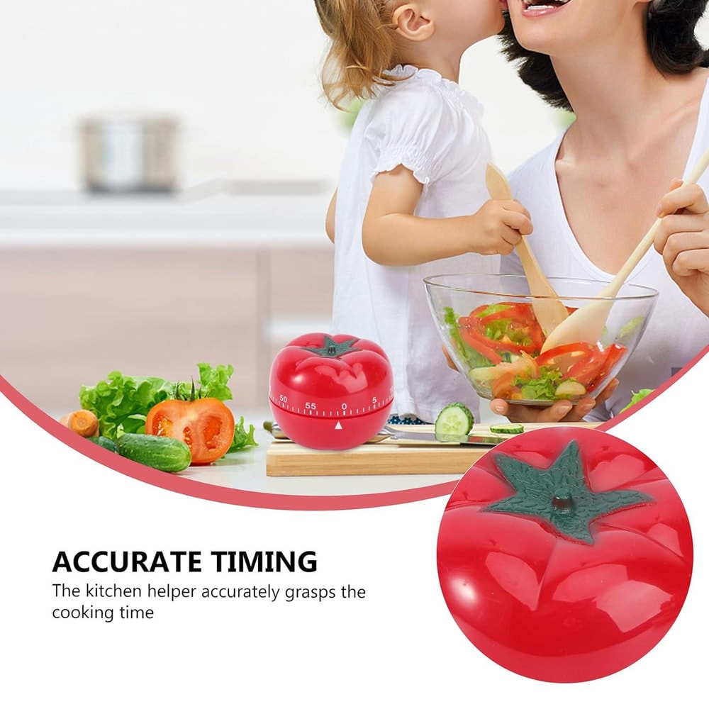 Cute Tomato Kitchen Timer Mechanical Cooking Timer Alarm For Baking Study Focus 4