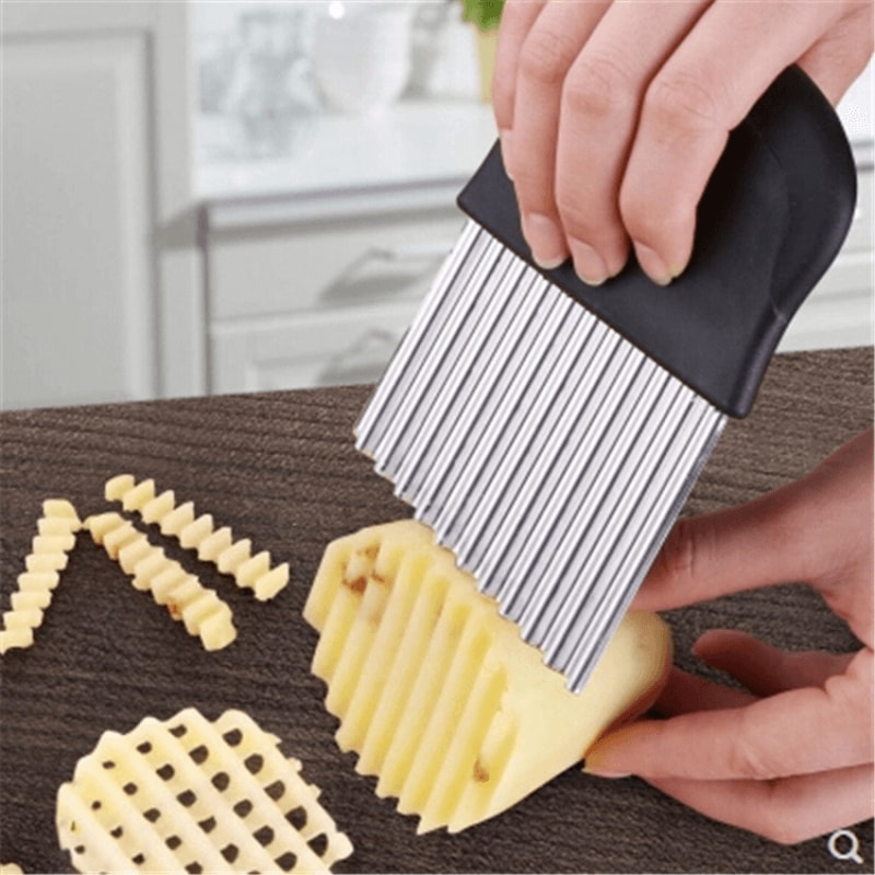 Stainless Steel Crinkle Cutter Knife For Wavy Fries Veggies Durable French Fry Cutter 6