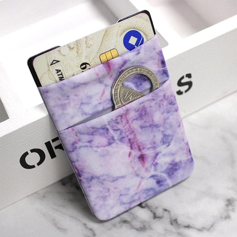 Marble Pattern Phone Card Holder With Stretch Pocket Slim Stickon Wallet For Phone 5