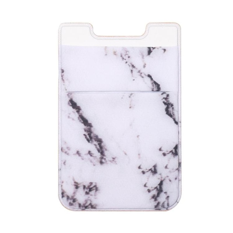 Marble Pattern Phone Card Holder With Stretch Pocket Slim Stickon Wallet For Phone 8