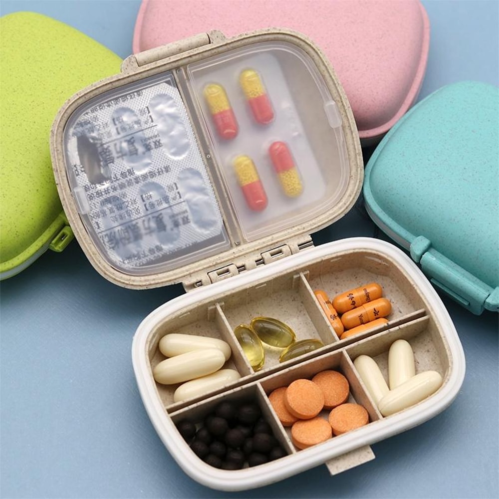 Portable 8Grid Pill Organizer Travel Case Set Leakproof Medicine Storage Box 1