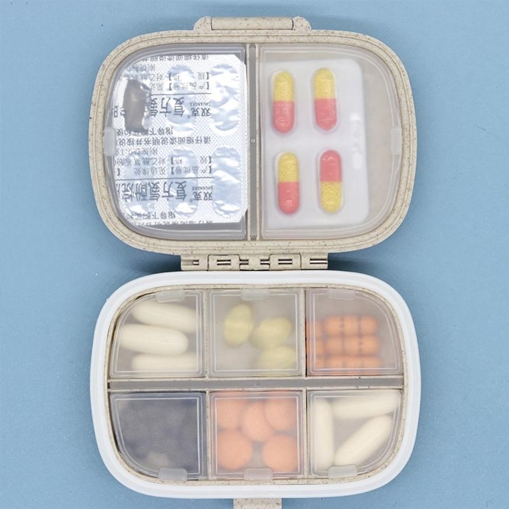 Portable 8Grid Pill Organizer Travel Case Set Leakproof Medicine Storage Box 2