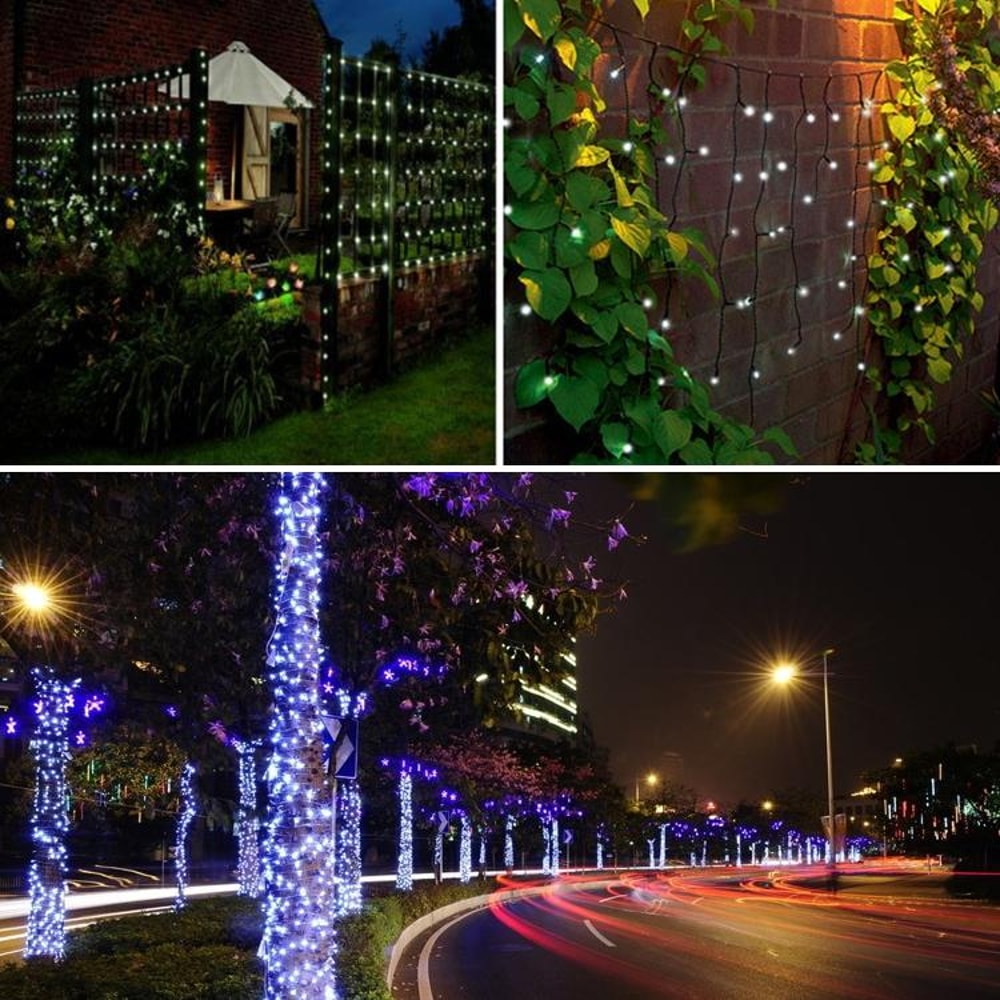 200 LED Solar String Lights Outdoor Waterproof Warm White Christmas Garden Lights 7