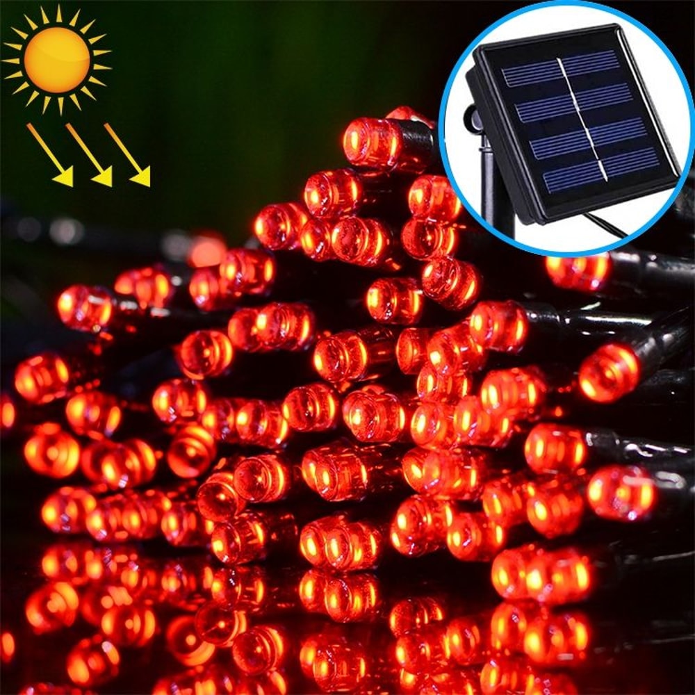 200 LED Solar String Lights Outdoor Waterproof Warm White Christmas Garden Lights 12