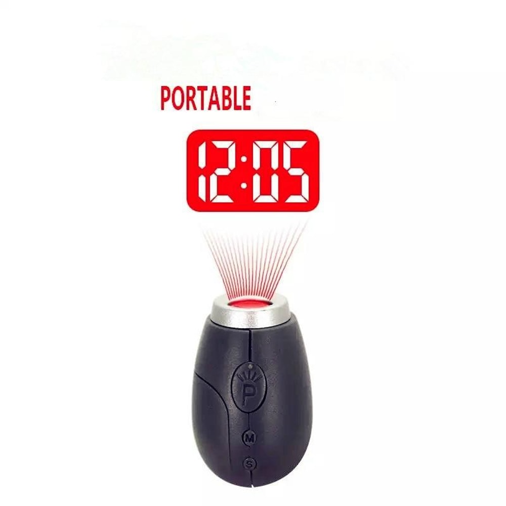 Portable Projection Alarm Clock Mini LED Time Display With Flashlight Hanging Rope 4