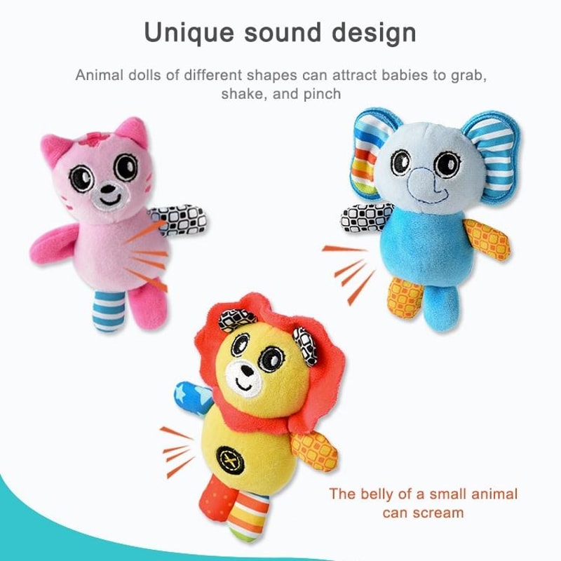 Cartoon Animal Baby Stroller Toy With Rattle Soft Crib Hanging Toy For Sensory Development 3