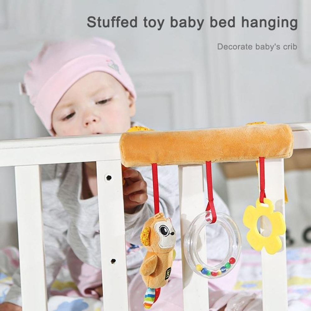 Cartoon Animal Baby Stroller Toy With Rattle Soft Crib Hanging Toy For Sensory Development 6