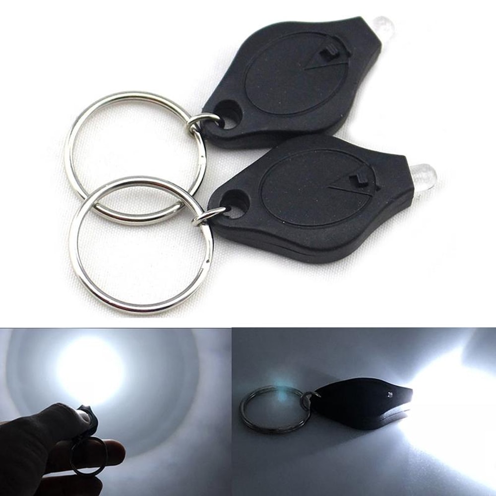 2pcs Mini Keychain Flashlight LED Pocket Emergency Light For Camping Hiking Everyday Carry 0