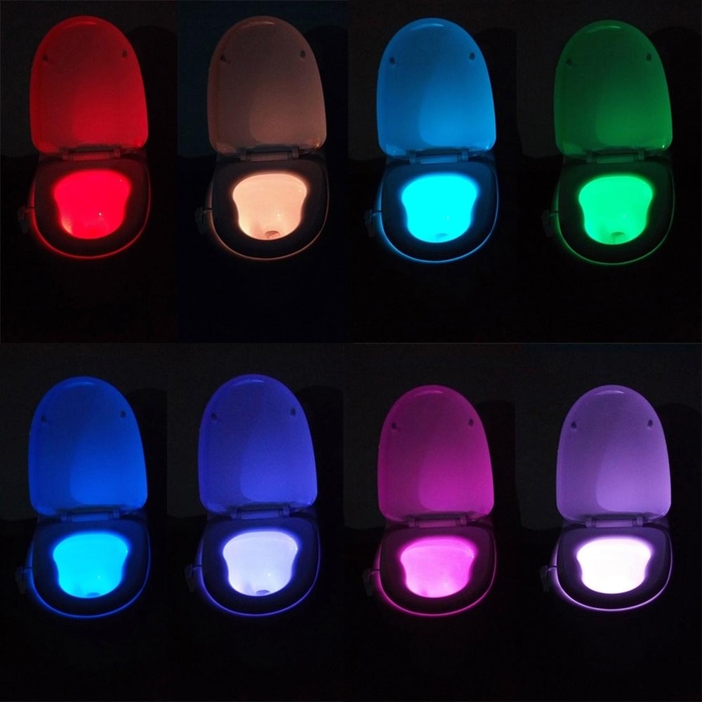 Motion Activated Toilet Night Light with 8 Color LED Bathroom Sensor Light