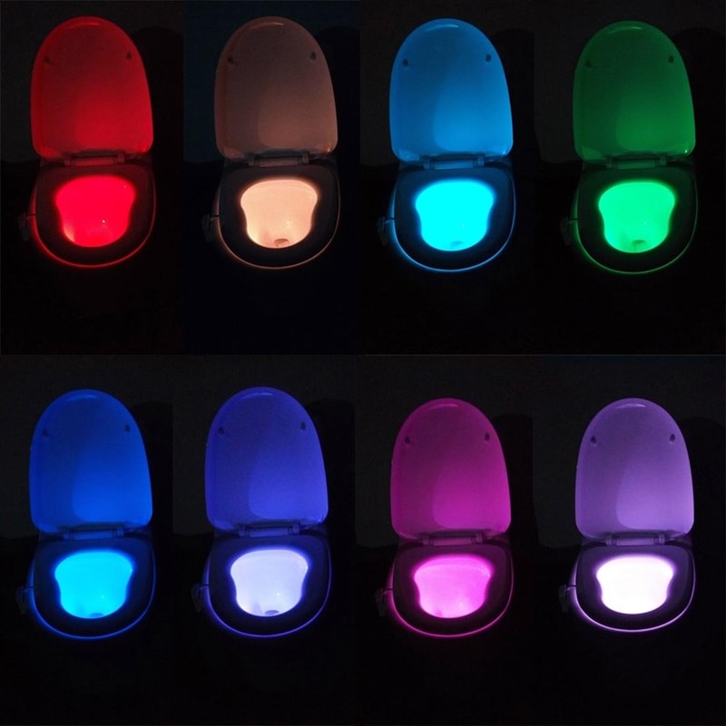 Motion Activated Toilet Night Light with 8 Color LED Bathroom Sensor Light