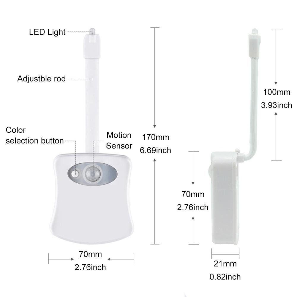 Motion Activated Toilet Night Light with 8 Color LED Bathroom Sensor Light