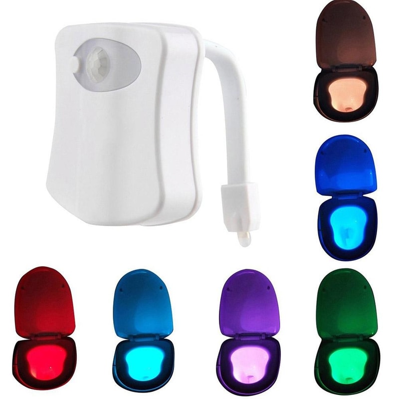 Motion Activated Toilet Night Light with 8 Color LED Bathroom Sensor Light