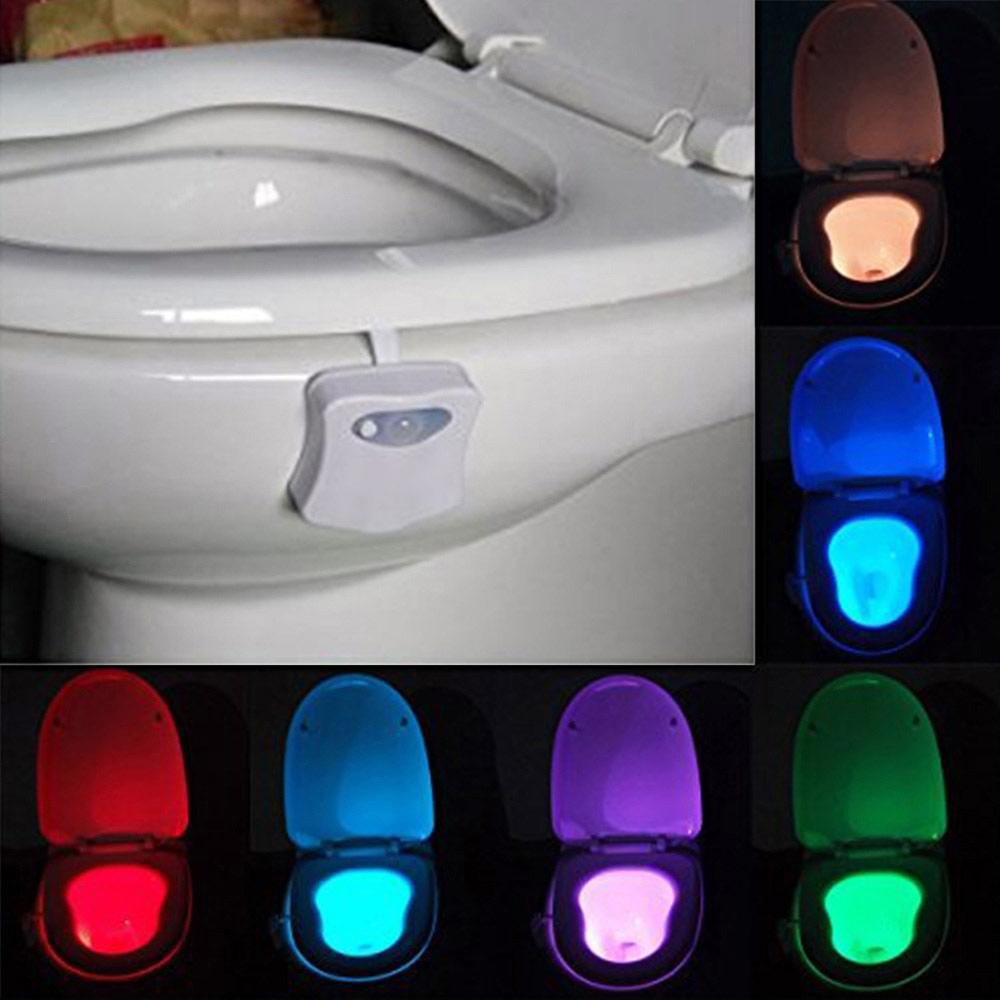 Motion Activated Toilet Night Light with 8 Color LED Bathroom Sensor Light