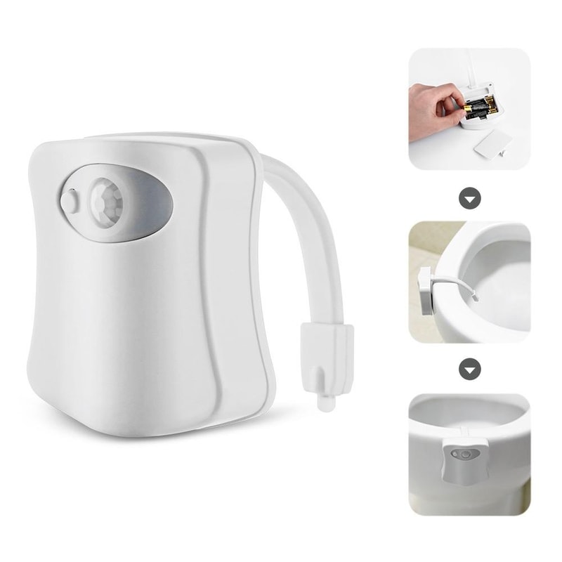 Motion Activated Toilet Night Light with 8 Color LED Bathroom Sensor Light