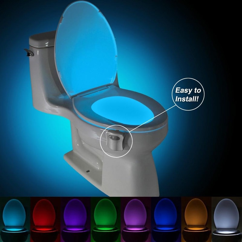 Motion Activated Toilet Night Light with 8 Color LED Bathroom Sensor Light