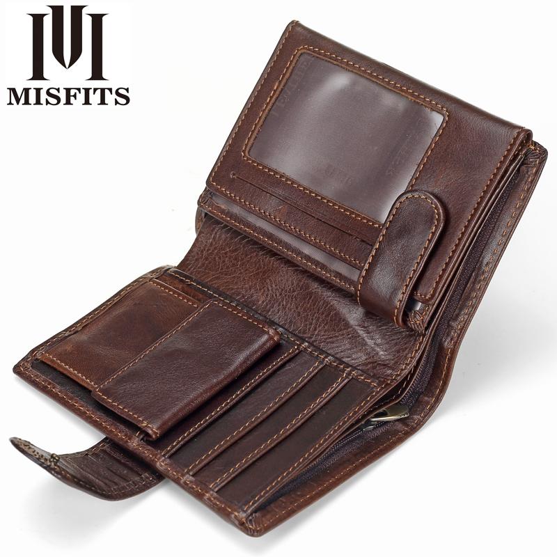 Vintage Genuine Leather Bifold Wallet For Men With Coin Pocket Card Holder 1