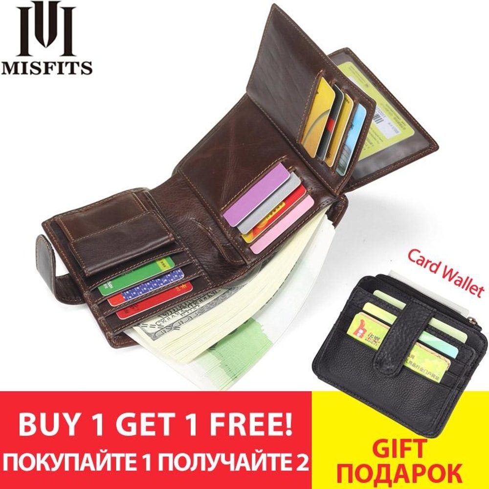 Vintage Genuine Leather Bifold Wallet For Men With Coin Pocket Card Holder 2