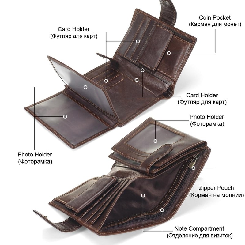 Vintage Genuine Leather Bifold Wallet For Men With Coin Pocket Card Holder 4