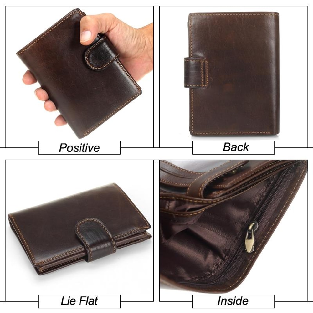 Vintage Genuine Leather Bifold Wallet For Men With Coin Pocket Card Holder 5