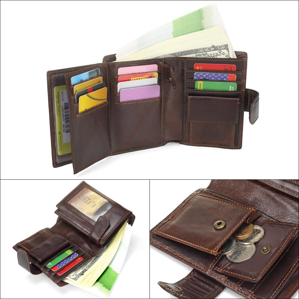 Vintage Genuine Leather Bifold Wallet For Men With Coin Pocket Card Holder 6