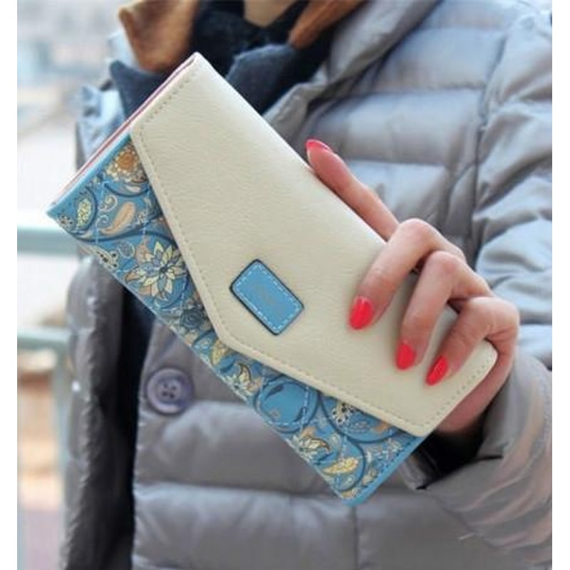 Vintage Floral PU Leather Wallet For Women With Coin Pocket Card Organizer 0