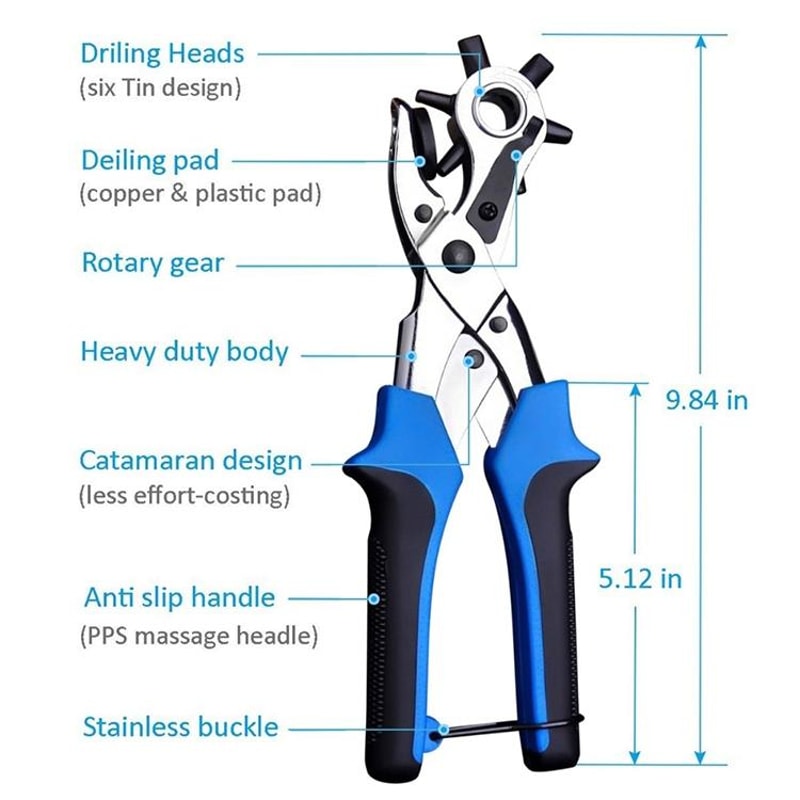 6 Hole Leather Hole Punch Tool For Belts Fabric DIY Craft Repairs 2