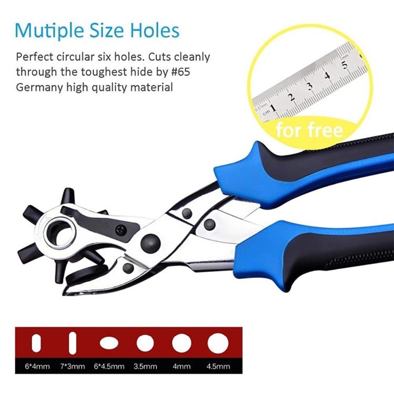 6 Hole Leather Hole Punch Tool For Belts Fabric DIY Craft Repairs 3