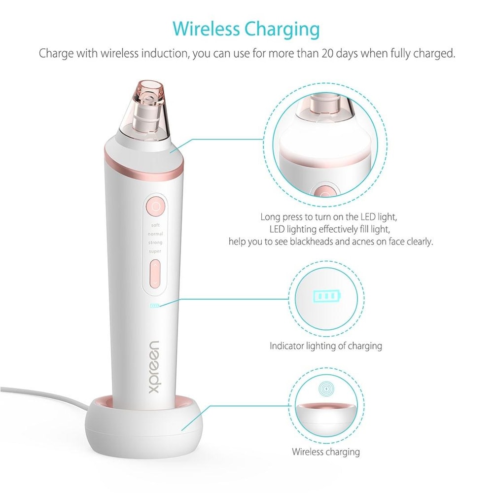 Blackhead Remover Pore Vacuum With LED Light Wireless Charging 4