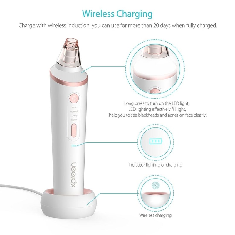 Blackhead Remover Pore Vacuum With LED Light Wireless Charging 4