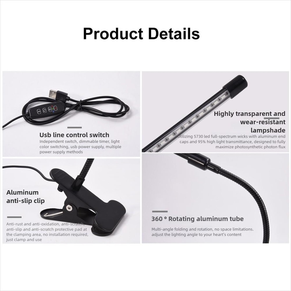 Triple Head LED Grow Light with Timer & Adjustable Full Spectrum for Indoor Plants