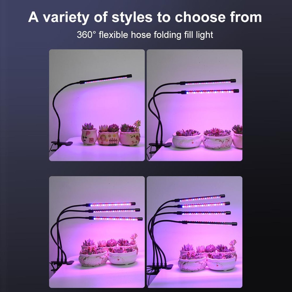 Triple Head LED Grow Light with Timer & Adjustable Full Spectrum for Indoor Plants
