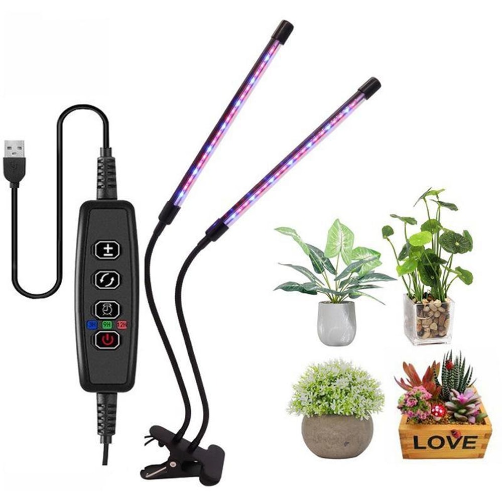 Triple Head LED Grow Light with Timer & Adjustable Full Spectrum for Indoor Plants