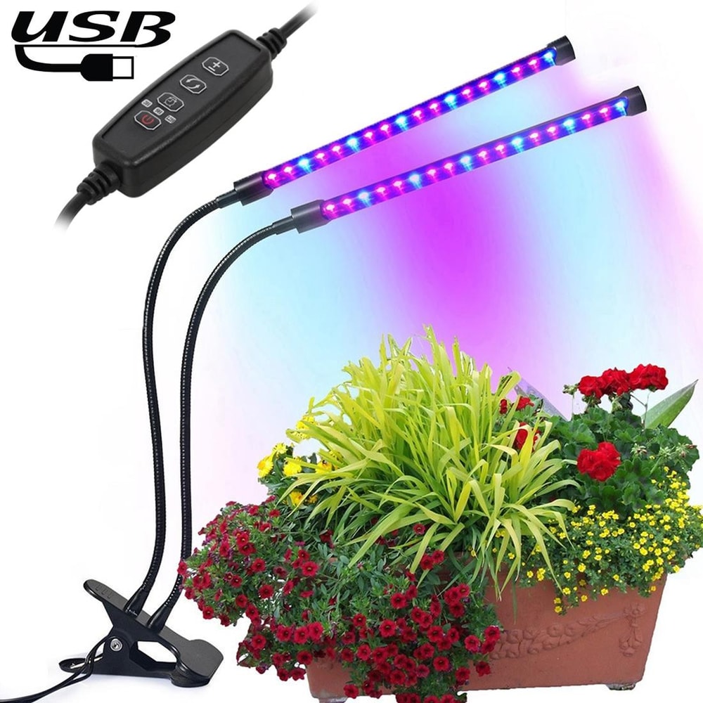 Triple Head LED Grow Light with Timer & Adjustable Full Spectrum for Indoor Plants