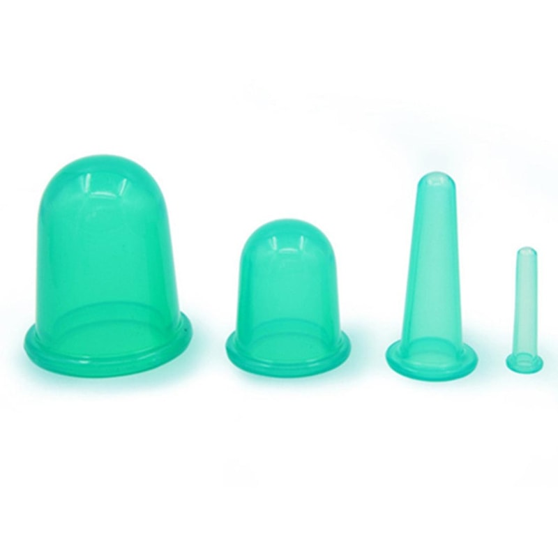 4 in 1 Silicone Cupping Set for Body Massage and Vacuum Therapy Relief Random Color Delivery