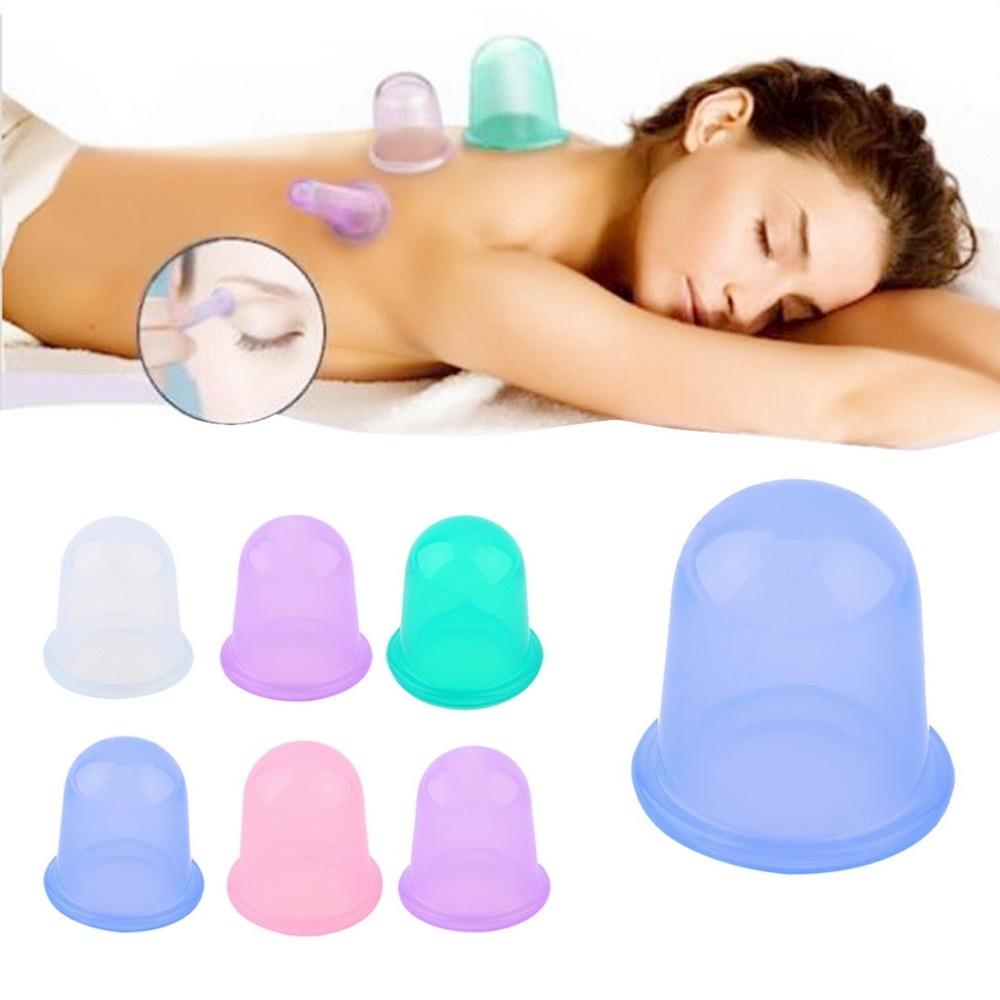 4 in 1 Silicone Cupping Set for Body Massage and Vacuum Therapy Relief Random Color Delivery