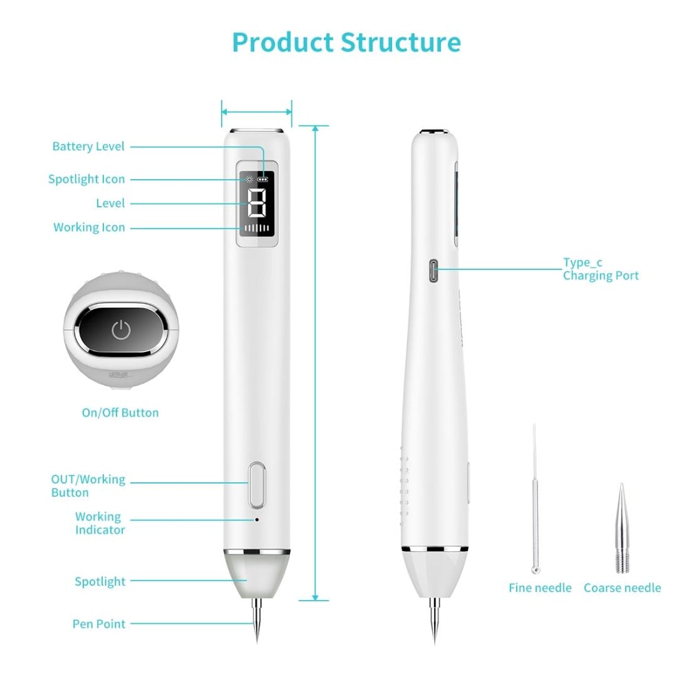 Professional Dark Spot Remover Pen with LED Screen & Adjustable Precision Levels