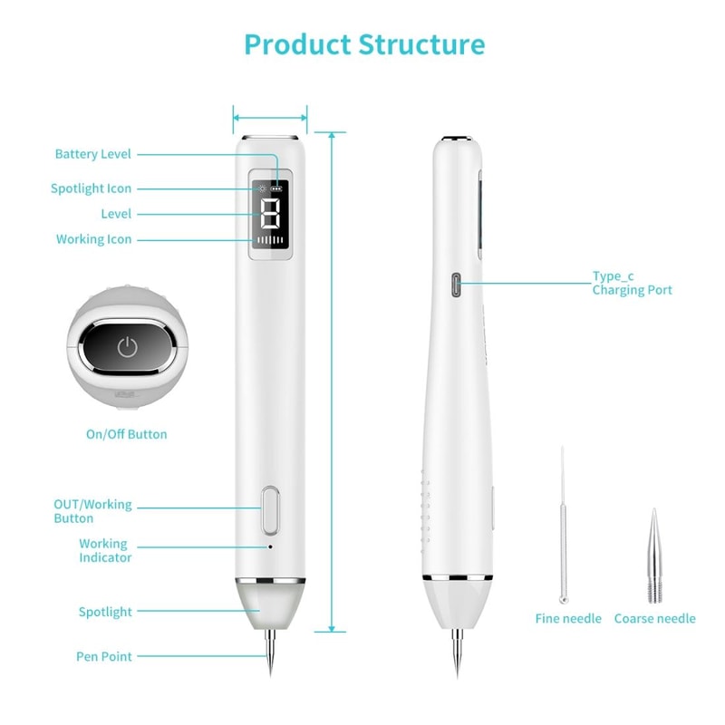 Professional Dark Spot Remover Pen with LED Screen & Adjustable Precision Levels