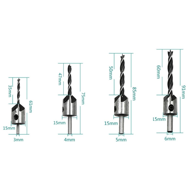 Woodworking Countersink Drill Bit Set With Adjustable HSS Chamfer Bits For Clean Screw Holes 1