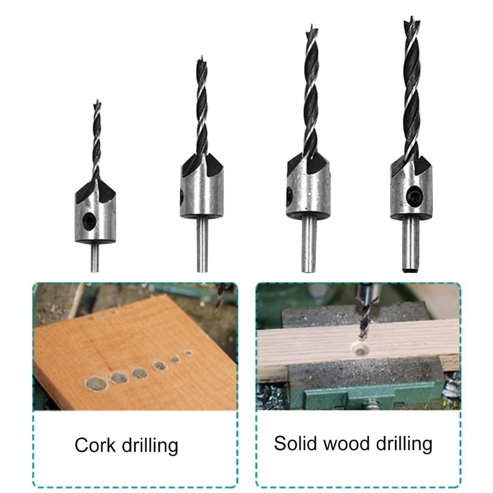 Woodworking Countersink Drill Bit Set With Adjustable HSS Chamfer Bits For Clean Screw Holes 4